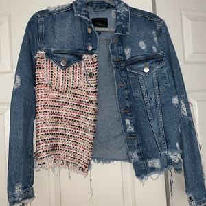 Distressed Zara Denim jacket/Twill